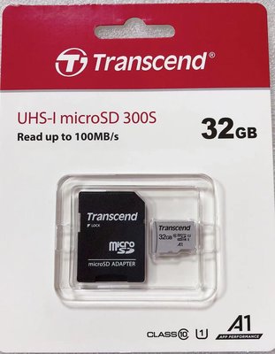 32G 創見microSD卡附轉卡 UHS-I U1 microSDHC/SDXC TF卡 TS32GUSD300S-A