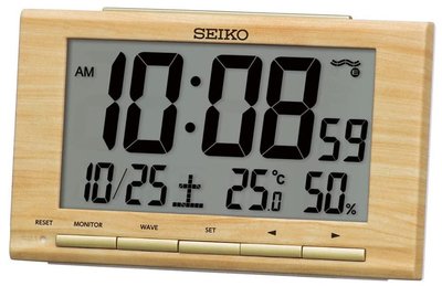 日本進口 限量品 正品 SEIKO日曆座鐘桌鐘鬧鐘 木紋框溫溼度計時鐘LED電子鐘電波時鐘