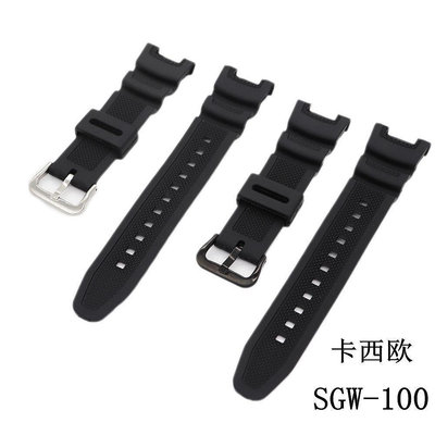 樹脂橡膠錶帶代用卡西歐SGW100男手錶帶3157尼龍真皮錶帶SGW-100