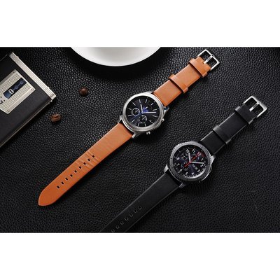 22mm真皮快拆錶帶適用於三星S3 Classic/Frontier智慧手錶快拆錶帶通用華碩moto華米智慧手錶