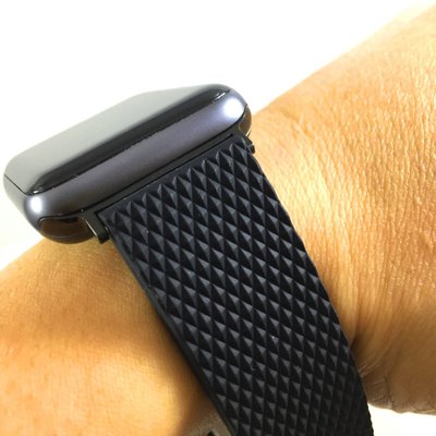 Apple Watch 2 3 4 5 代 專用 黑色 格陵紋 矽膠  錶帶 加厚 柔軟舒適 38 40 42 44