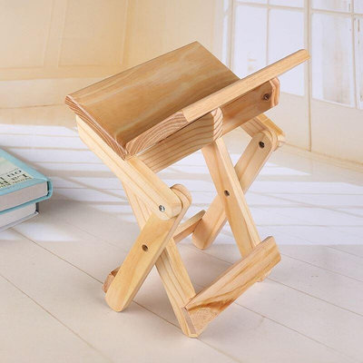 松木實木折疊凳子便攜式家用實木馬扎戶外釣魚椅小板凳小凳子方凳 無鑒賞期