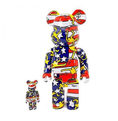 Bearbrick 400% + 100% Keith Haring 美國國旗 USA Flag 7代