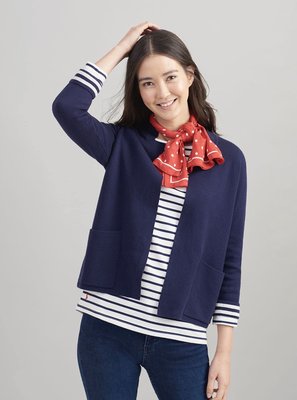Miolla 英國品牌Joules 紅/深藍/淺灰海軍休閒風西裝領八分袖紮實雙面針織外套