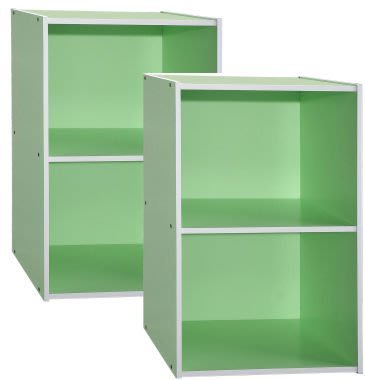 [ 家事達 ] SA-200-GR 炫彩開放二格書櫃-青草綠x2個 特價