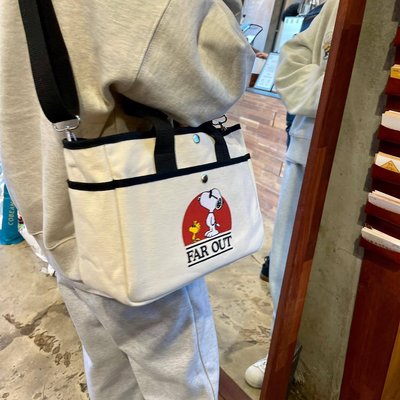 日本新款卡通可愛史努比手提袋大容量時尚帆布拼色潮流單肩斜挎包