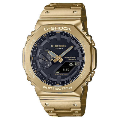 CASIO 卡西歐 G-SHOCK 金屬 金x黑 農家橡樹 雙顯腕錶(GM-B2100GD-9A)