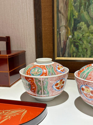 日本中古京都彩繪大號蓋碗飯碗地包天蓋碗