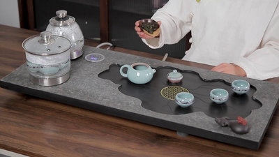 廠家出貨烏金石茶盤茶具套裝全自動上水茶臺燒水壺一體帶電磁爐家用大茶海