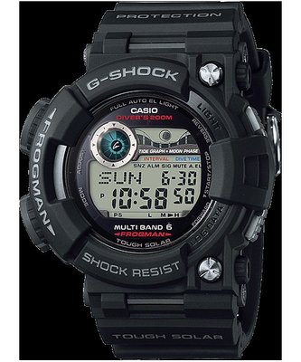 【金台鐘錶】CASIO卡西歐G-SHOCK 潛水用 電波錶 FROGMAN (蛙王)(日版) 黑 GWF-1000-1