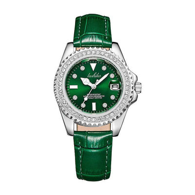 現貨女士手錶腕錶露詩卡小綠錶跨境輕奢鑲鉆水鬼時尚潮流小眾石英錶女士手錶女