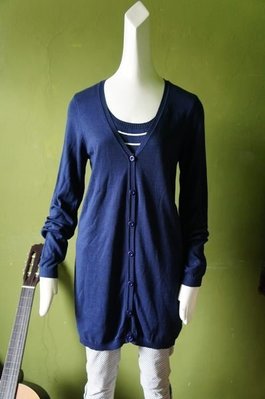 18【LATIV】深藍假兩件針織長袖洋裝~XL