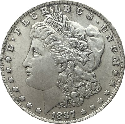 外國錢幣美國摩爾根美元1887 O 年仿古銀幣白銅鍍銀黑色古錢幣A2783
