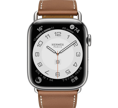 [預購］Apple Watch Hermès 銀色不鏽鋼錶殼；Attelage Single Tour 錶帶 愛馬仕 金色 紅色 手錶