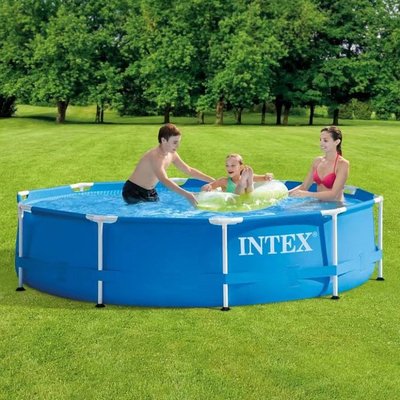 INTEX 28202圓形管架水池套裝 家庭支架游泳池免充氣便攜式水池