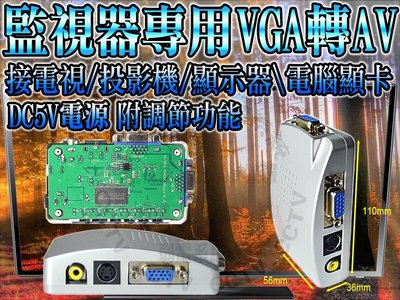 小蔡監視器材--  VGA轉AV視頻切換器 電腦VGA轉電視AV視頻轉換器  VGA轉S端子監控主機接顯示器