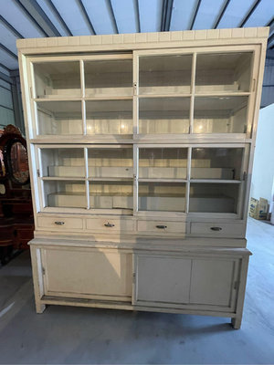 檜木 老藥櫃 可以當 菸酒櫃 上下可以分離 好搬運 玻璃櫃