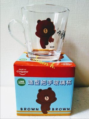 【不買可惜】全新@LINE FRIENDS 熊大造型把手玻璃杯