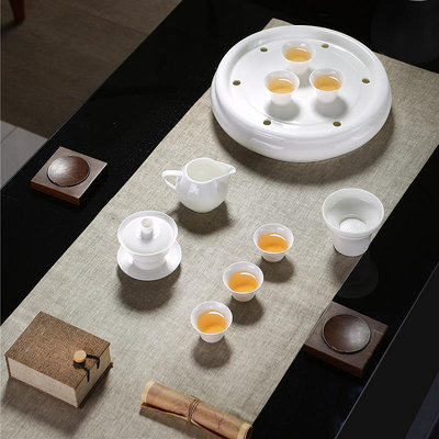 潮州白瓷茶具套裝家用骨瓷功夫茶公道杯陶瓷蓋碗茶杯整套高檔禮盒