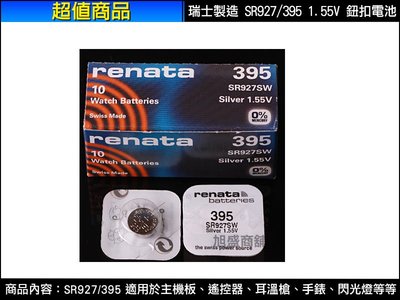【三重旭盛商舖】(含稅開發票)Renata 395/SR927SW 1.55V鋰電池鈕扣電池 1顆40元