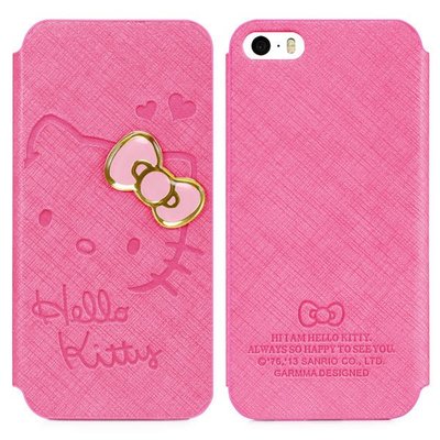 GARMMA Hello Kitty iPhone5/5S 側掀式皮套-甜心桃