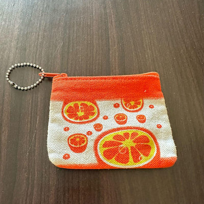 橘白色夏日香氣果汁拉鍊小零錢包