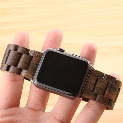 適用蘋果手錶apple watch5錶帶木質iwatch1/2/3/4/5代紅木錶帶44/42MM