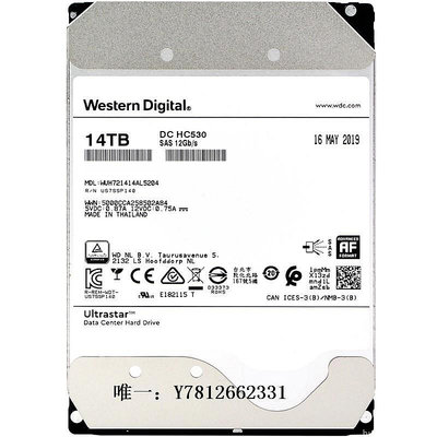 電腦零件WD/西部數據 WUH721414AL5204 3.5服務器14TB企業級7.2KSAS硬盤tb筆電配件
