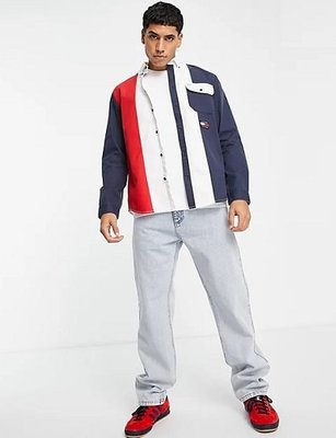 TH Tommy Jeans 湯米 藍白紅拼接標誌 襯衫 外套 成人款 美國潮踢屋