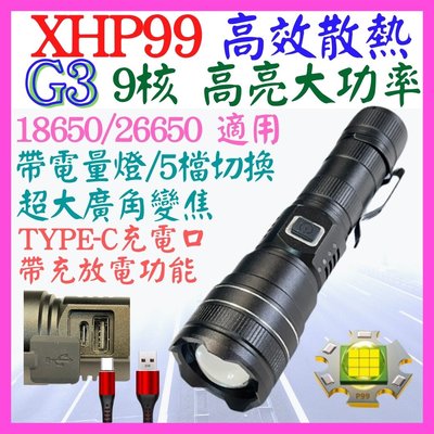 【購生活】G3 XHP99 9核心 P99 手電筒 USB充放電 5檔 廣角變焦 P160 工作燈 頭燈 26650