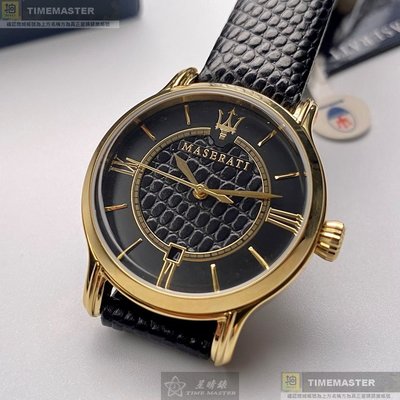 MASERATI手錶,編號R8851118501,34mm金色錶殼,深黑色錶帶款