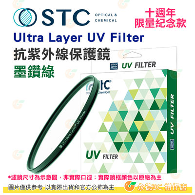 台灣製 STC 墨鑽綠 十年限量紀念款 抗紫外線 UV 保護鏡 77mm 超薄框濾鏡 鋁框 抗靜電 防潑水油污 有保固