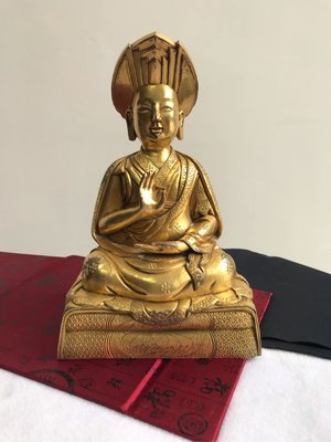 早期收藏老件文物西藏鎏金藏傳佛教密宗佛像大寶法王伽瑪巴