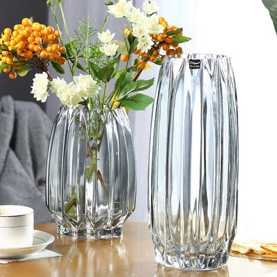 簡約大號玻璃瓶透明彩色水培富貴竹百合玫瑰花瓶北歐客廳插花擺件