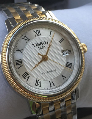 TISSOT Bridgeport T-Classic Automatic 白色面錶盤 金色配銀色不鏽鋼錶帶 男士 自動機械錶 T0454072203300