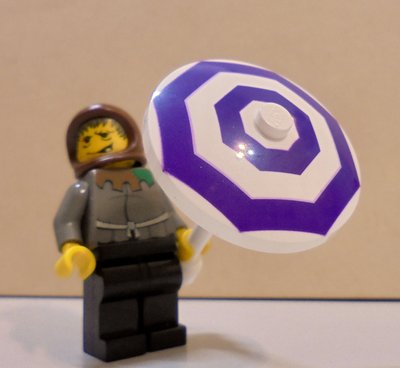 【LEGO樂高】城市系列配件 4x4格深紫色 白色條紋雨傘陽傘 含白色傘架支架 Dark Purple Dish