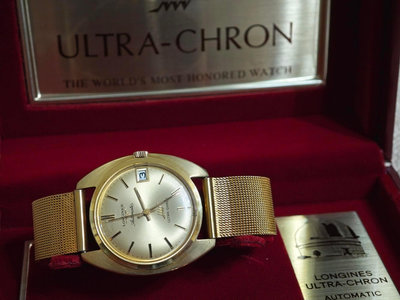 18k longines ultra-chron 浪琴 k金手錶