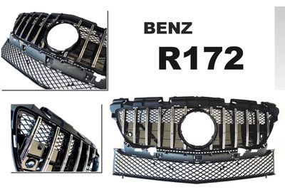 》傑暘國際車身部品《全新 賓士 BENZ R172 SLK 適用 銀色 GT 直瀑式 水箱罩 水箱護罩 + 通風網 亮銀