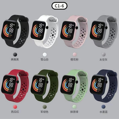 手表套裝兒童手表彩虹數字顯示小方形 LED電子手表源頭工廠