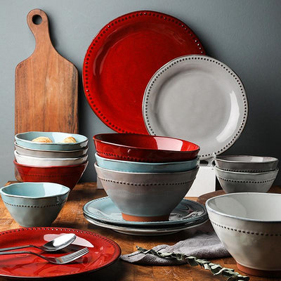 舍里創意西餐盤碗碟套裝家用碗盤餐具碗筷組合盤子個性飯碗陶瓷碗