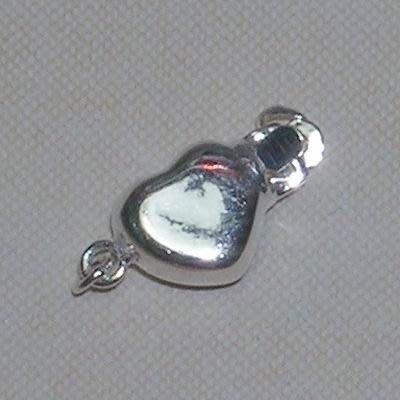 琥珀貓~【925純銀材料配件】花式扣頭~N9117~光面愛心~單串~一個