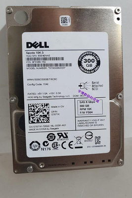 DELL ST9300603SS 0T871K 300G 10K SAS 6Gb硬碟R710 R610 300GB