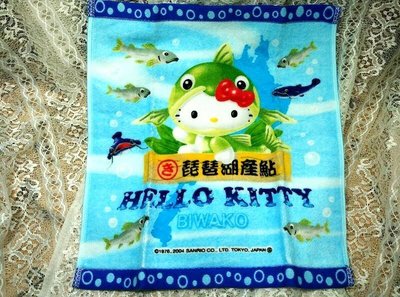 奶嘴小舖購於日本變裝鮎魚HELLO KITTY滋賀琵琶湖鮎限定圖案日本製小毛巾方巾