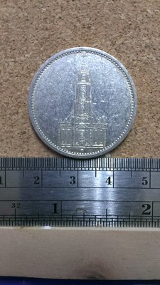 U7--1934德國 5馬克 銀幣--教堂--A記