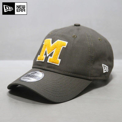熱款直購#NewEra帽子2022秋冬新款雪尼爾貼布繡MLB棒球帽軟頂大標M字母灰綠