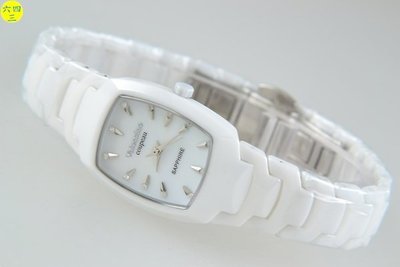 (六四三精品)范倫鐵諾古柏酒桶型錶殼.高檔陶瓷錶殼及錶帶精準錶.女款.白