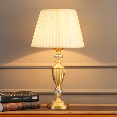 特賣-全銅美式輕奢床頭燈臺燈臥室新款黃銅歐式客廳茶幾柜高端2021新款