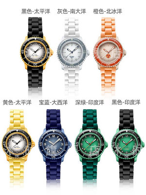 手錶配件 沐時樹脂亞克力錶帶適用Swatch斯沃琪X寶珀Blancpain聯名款五大洋