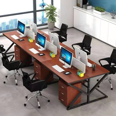 辦公室電腦桌1/2/4/6人位辦公桌職員工作桌屏風隔斷卡座書桌套裝~特價