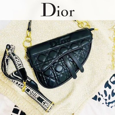 【熱賣精選】【高品質】Dior迪奧 馬鞍包 鏈條包 男女 黑色 肩背包 斜背包 韓版 休閒包28407